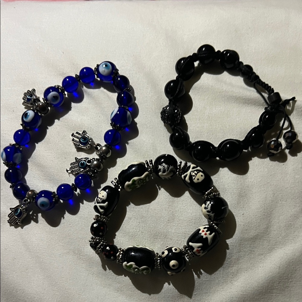 Handmade Trio of Beaded Bracelets with Charms designed by the BBB Lovelace